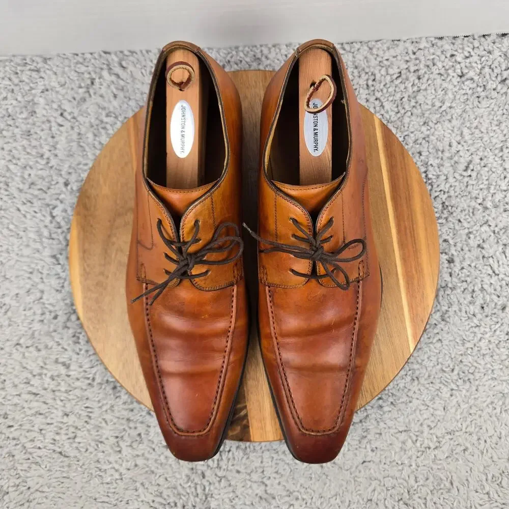 Magnanni Mens 13M Brown Leather Apron Toe Business Casual Oxford Dress Shoe